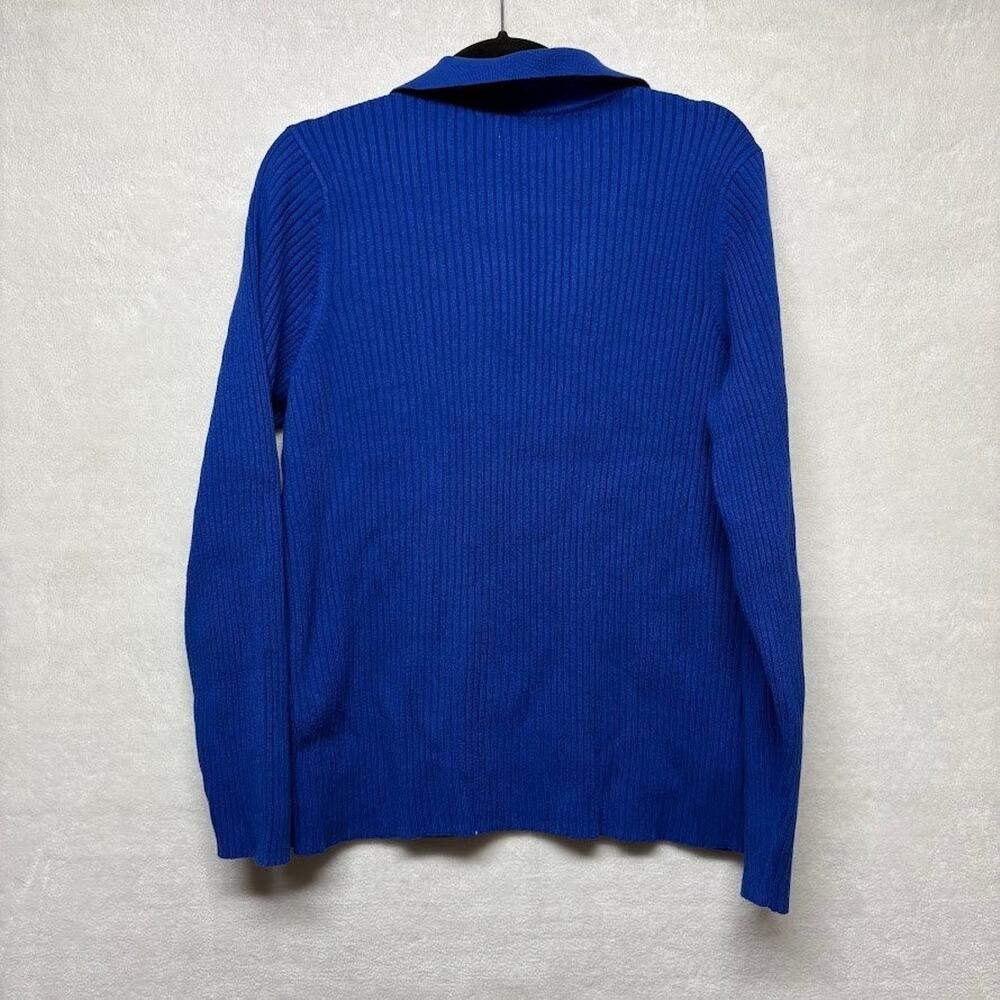 Old Navy Ribbed Sweater Collared V Neck Long Sleeve (2) Blue Black NWT 3X